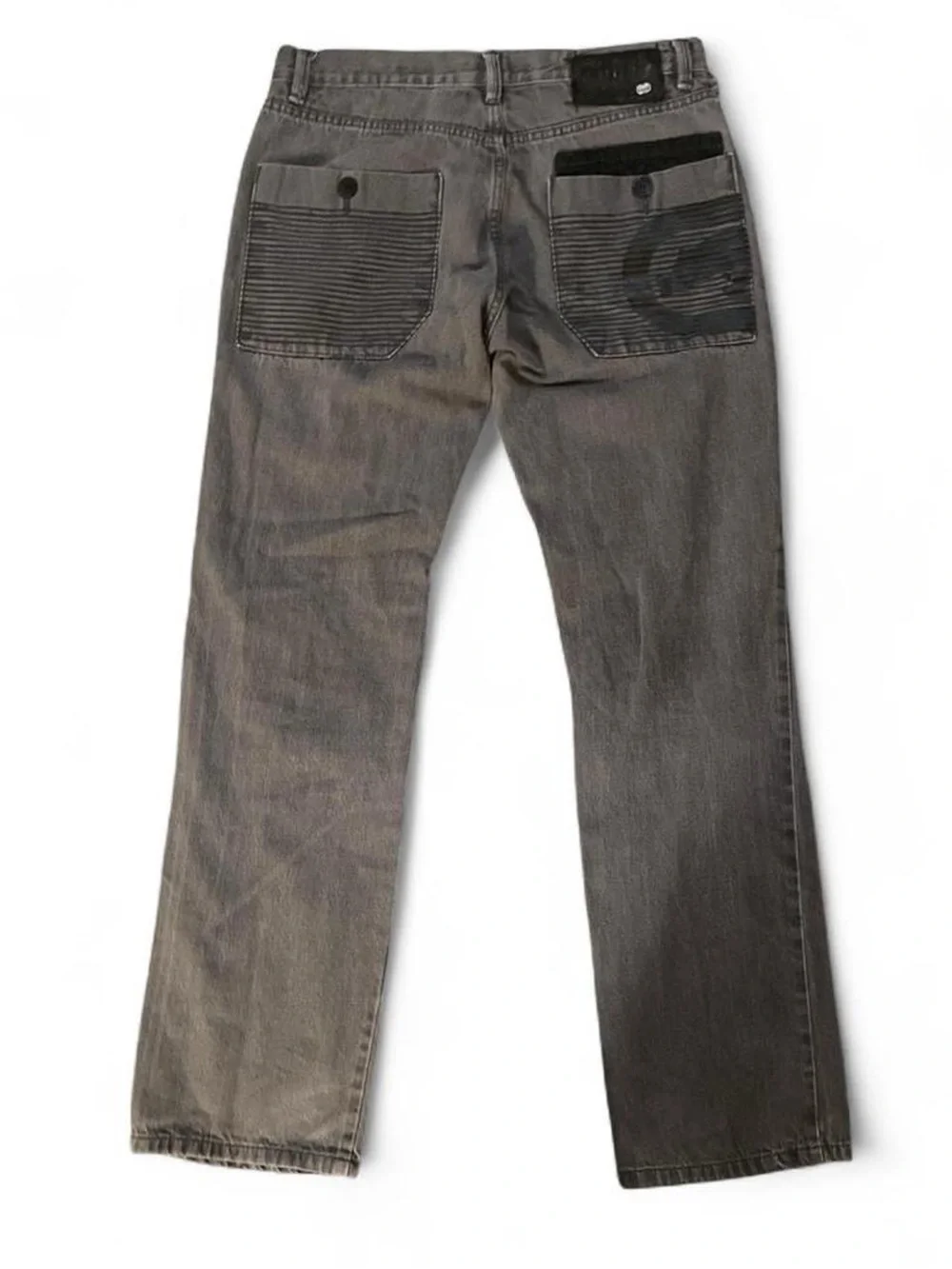 Vintage Ecko Unltd. Straight Fit Grey Wash Moto Style Denim Jeans W34‎ L32